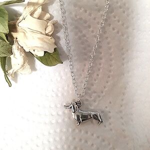 Silver Dog Doxie Dachshund Pet Charm Pendant Necklace NEW Hand Made